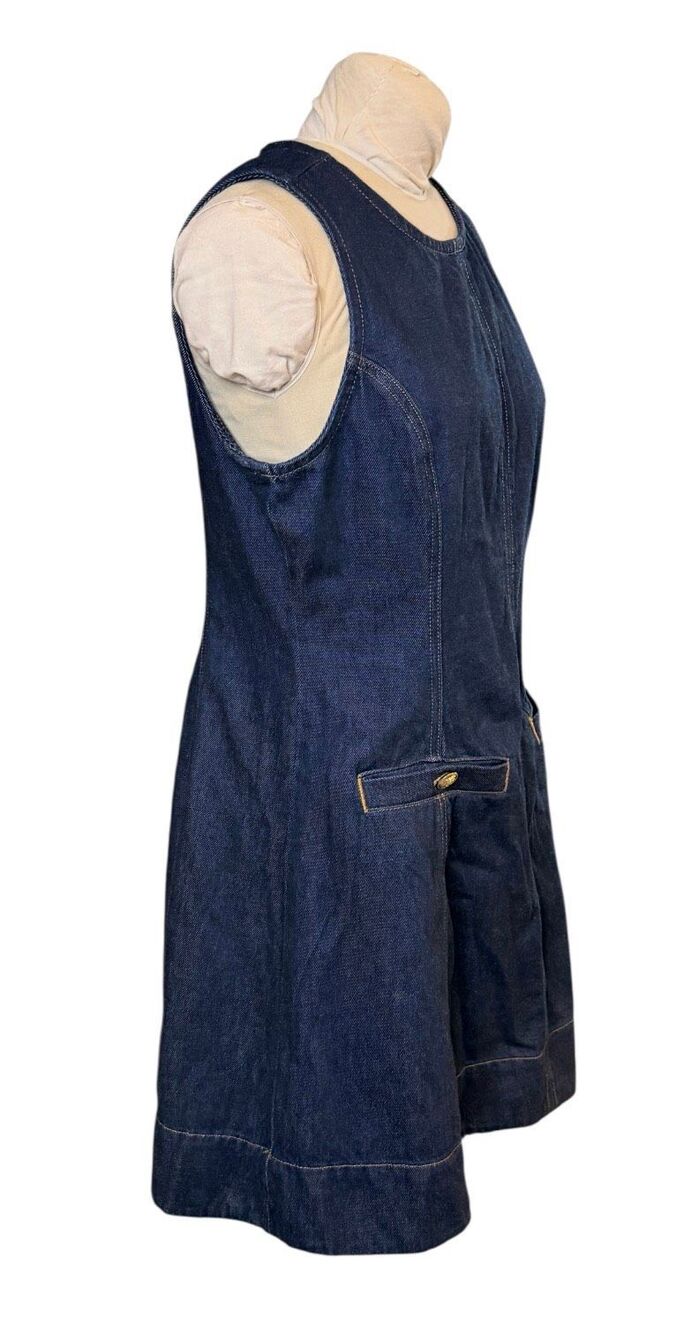 Free Assembly Women’s Crew Neck Denim Dress Jumper Sz. 14 Gold Buttons - Picture 3 of 9